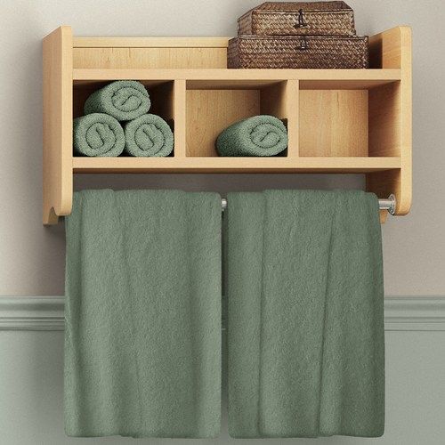 Wall-Mounted Wooden Bathroom Shelf with Towel Rack  TRS-2024